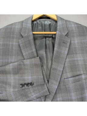 Jos. A. Bank Reserve Blazer 52R Gray Glen Plaid Silk Wool Sport Coat Jacket